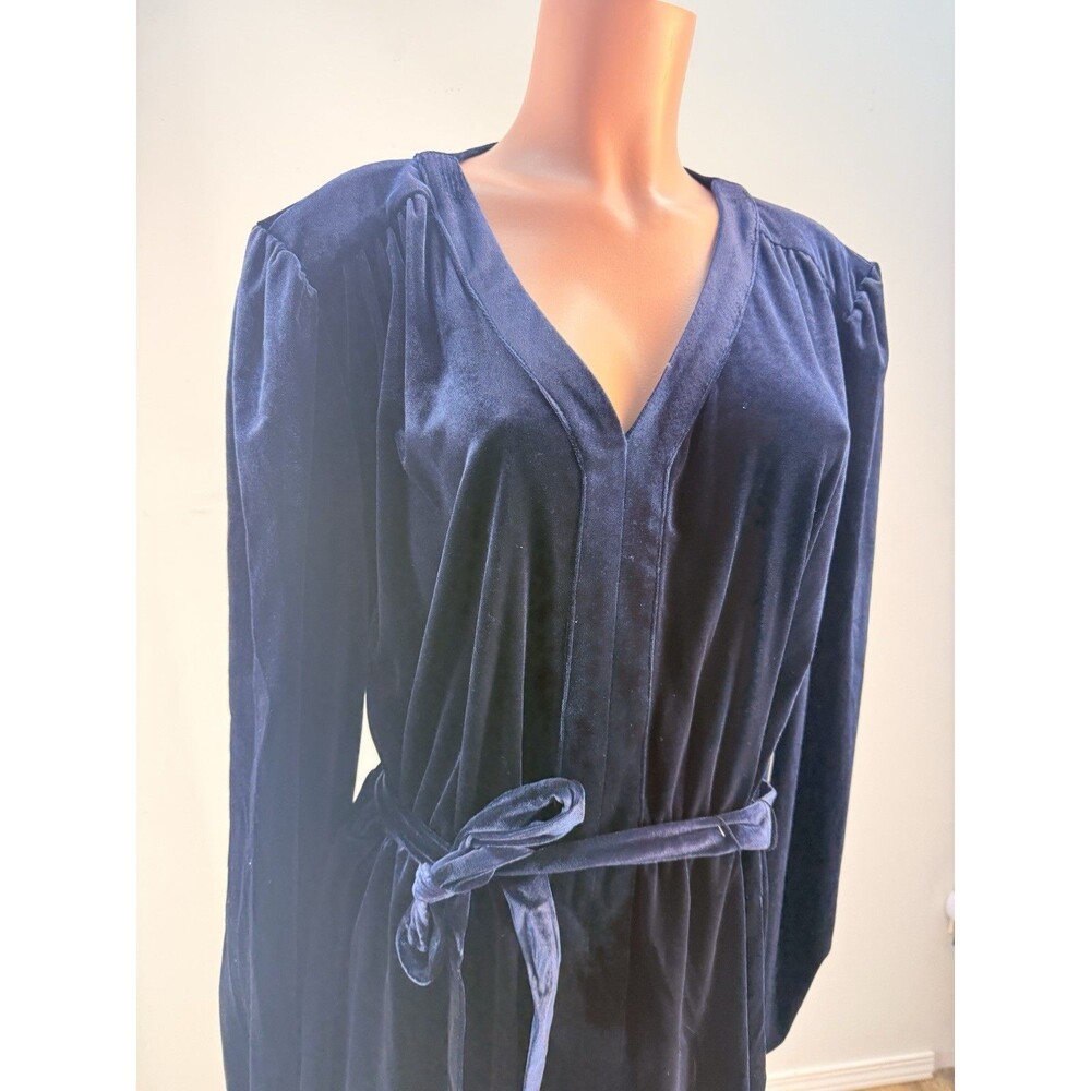 NEW Draper James Wrap Women Dress Plus 2XL Long Sleeve W/Pocket Blue Velvet - Picture 4 of 16